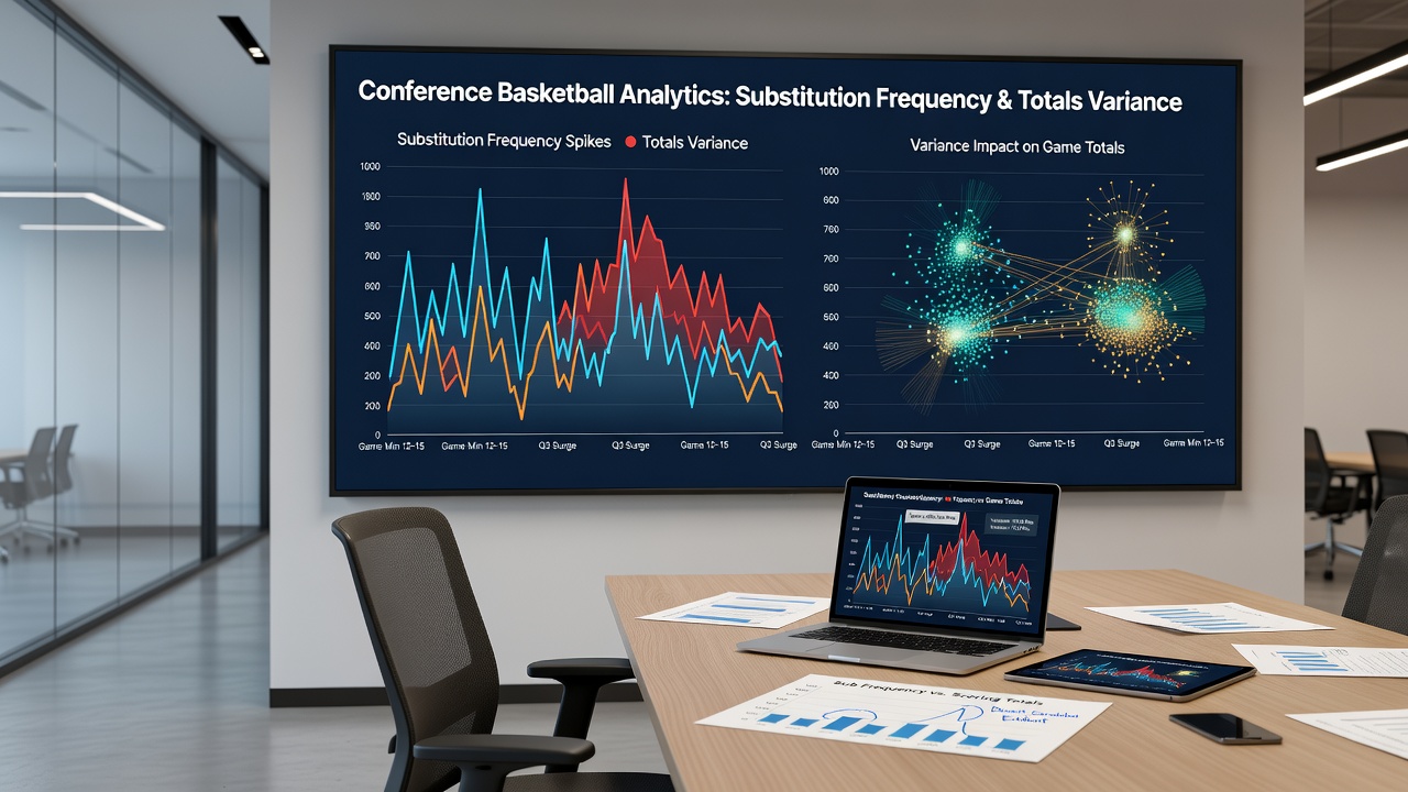 Graph illustrating correlation between bench rotations and totals movement in conference basketball