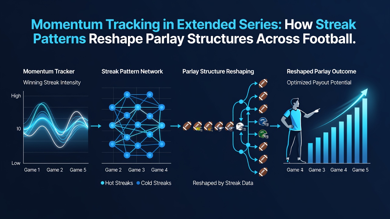 Comparative analysis graphic of streak impacts on parlay structures in extended football and basketball playoff series