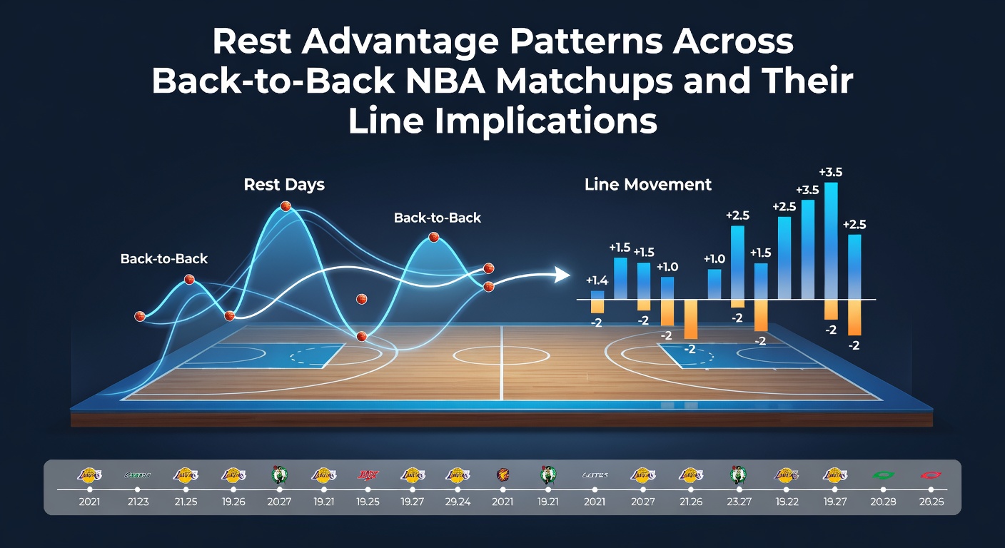NBA teams navigating back-to-back games with visible fatigue impacting court performance and line movements