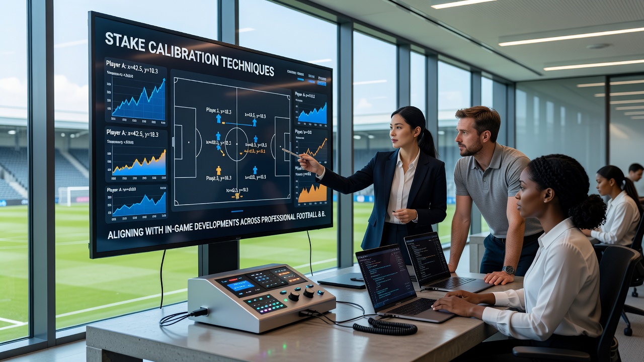 Chart showing stake calibration examples across basketball game phases and developments